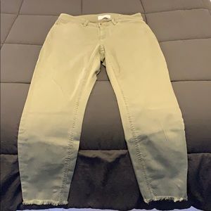 Loft curvy high waisted skinny cropped olive NWOT
